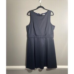 Elle Women’s Navy Blue Sleeveless Dress Size XL Minimalist Chic Scalloped Trim